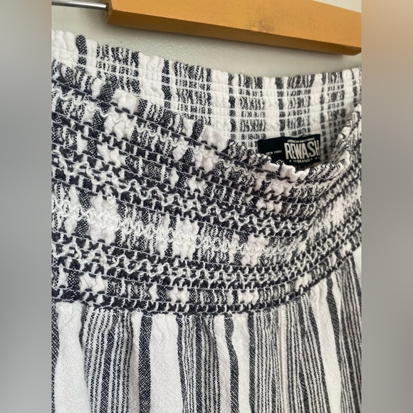 Rewash Linen Blend Wide Leg Striped Pants Small Smocked Waist Boho - Picture 8 of 9